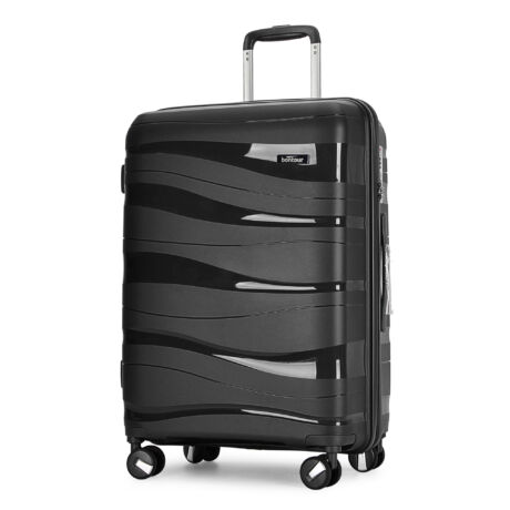 Bontour "Flow" 4-kerekes bőrönd TSA számzárral, L méretű, Fekete