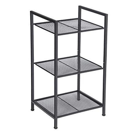 Fém polc, 3 szintes polc, bővíthető, állítható polcok, ipari design, fekete