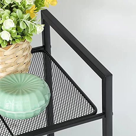 Fém polc, 3 szintes polc, bővíthető, állítható polcok, ipari design, fekete