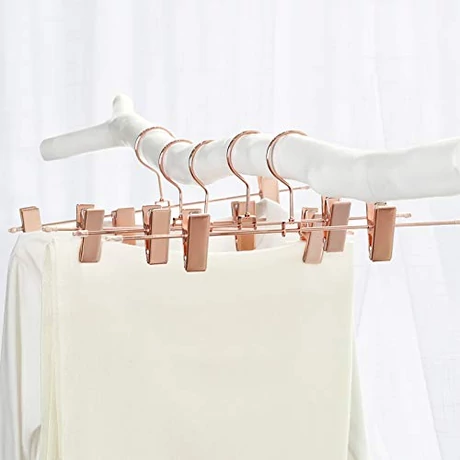 Fém ruhaakasztó 31 cm 2 csúszásmentes klipsz, 10 darabos csomagban, rosegold