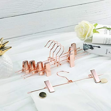 Fém ruhaakasztó 31 cm 2 csúszásmentes klipsz, 10 darabos csomagban, rosegold