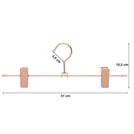 Fém ruhaakasztó 31 cm 2 csúszásmentes klipsz, 10 darabos csomagban, rosegold