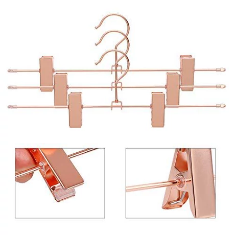 Fém ruhaakasztó 31 cm 2 csúszásmentes klipsz, 10 darabos csomagban, rosegold