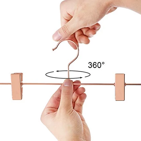 Fém ruhaakasztó 31 cm 2 csúszásmentes klipsz, 10 darabos csomagban, rosegold