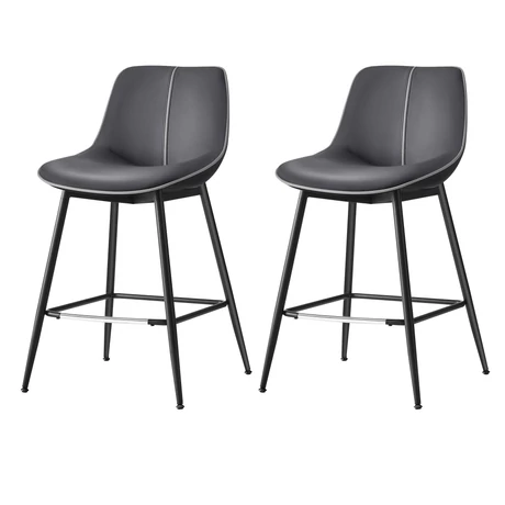 Bárszék 2 db-os szett ergonomikus háttámlával, ülésmagasság 62 cm, tintafekete