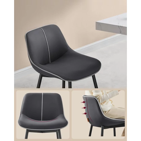 Bárszék 2 db-os szett ergonomikus háttámlával, ülésmagasság 62 cm, tintafekete