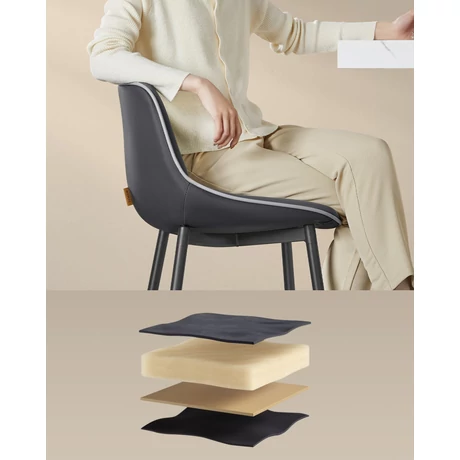 Bárszék 2 db-os szett ergonomikus háttámlával, ülésmagasság 62 cm, tintafekete