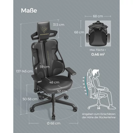 Állítható magasságú szék, karbon hatású irodai szék, fekete
