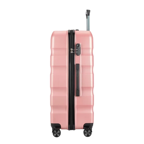 BONTOUR “Wave” Nagy Duplakerekes Gurulós bőrönd számzárral, Rose Gold, L méretű