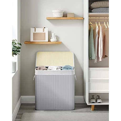 Szennyestartó kosár 3 rekesszel, 150L, Szürke