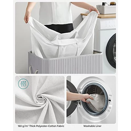 Szennyestartó kosár 3 rekesszel, 150L, Szürke