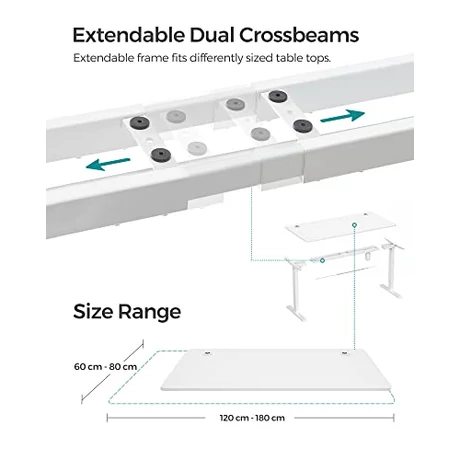 Elektromosan állítható magasságú íróasztal, 70 x 140 x (73-114) cm,  acélvázas, fehér