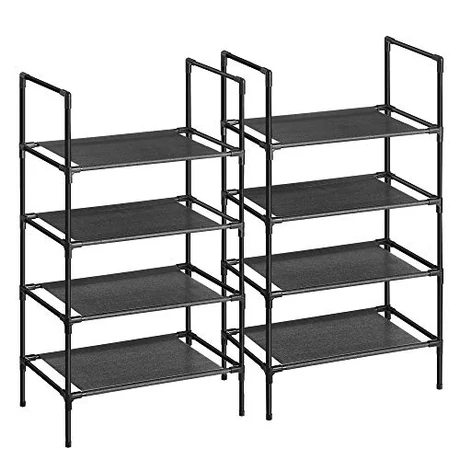 4 polcos cipőtartó állvány – 2 darabos szett,  45 x 28 x 80 cm, fekete