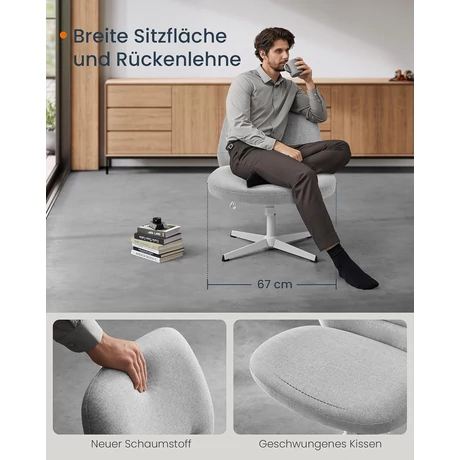 Modern szövet szék, forgószék karfa nélkül, állítható magasságú, szürke