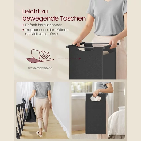 Szennyeskosár, 2 részes szennyestartó létrapolccal, 2 x 46 literes, rusztikus barna-outlet