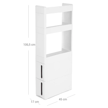 műanyag tároló fiókok kekkel, tárolókocsi 2 fiókkal, 45x17x106,5 cm, fehér