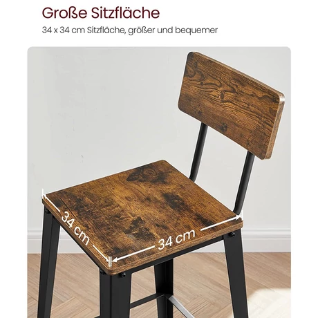 Bárszék 2db szett, konyhai székek háttámlával Outlet