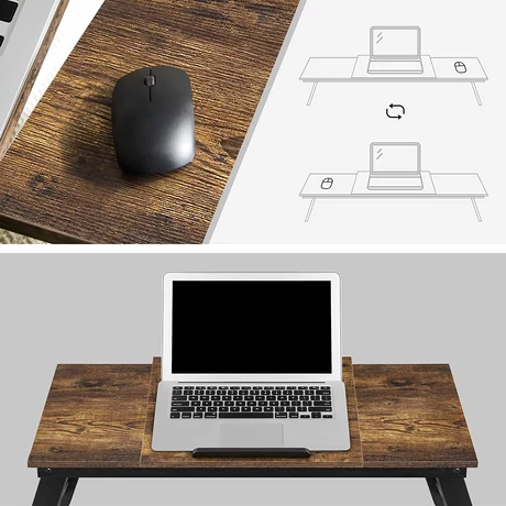 Laptop asztal, állítható reggeliző tálca, 71 x 35 x 23 cm, rusztikus barna -outlet