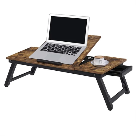 Laptop asztal, állítható reggeliző tálca, 71 x 35 x 23 cm, rusztikus barna -outlet
