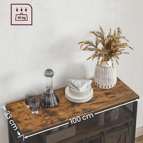Étkező szekrény, konyhai szekrény 100 x 33 x 80 cm rusztikus barna és fekete
