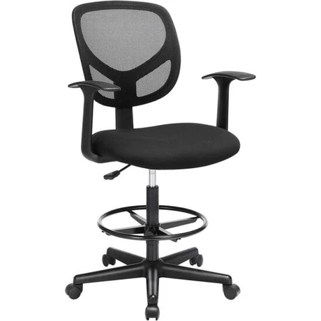 Ergonomikus irodai szék kartámaszokkal, magas forgó szék, Fekete Outlet
