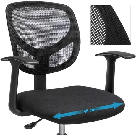 Ergonomikus irodai szék kartámaszokkal, magas forgó szék, Fekete Outlet