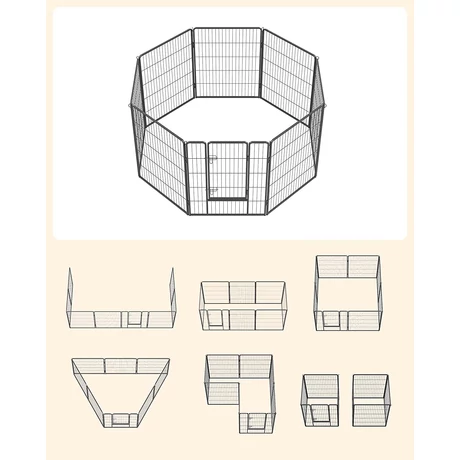 Kutya kennel, kutyaketrec 77x 100cm, kültéri kisállat kifutó, fekete Outlet