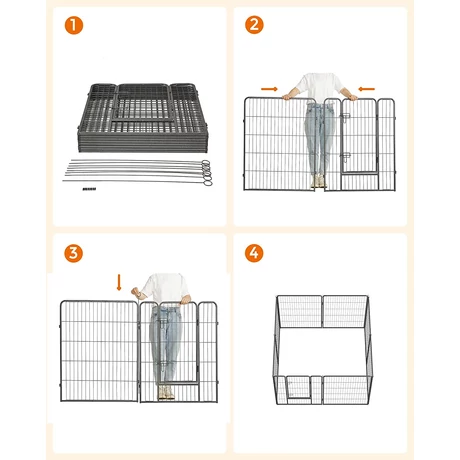 Kutya kennel, kutyaketrec 77x 100cm, kültéri kisállat kifutó, fekete Outlet