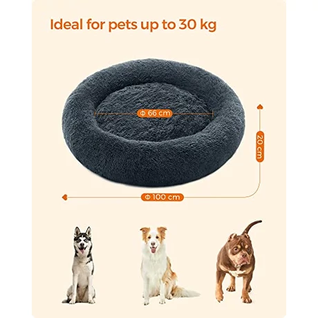 Puha kutyaágy, fekhely mosható párnázással, 100 cm, sötétszürke