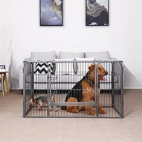 Kutya kennel, kutyaketrec ,4 részes szobakennel, szürke