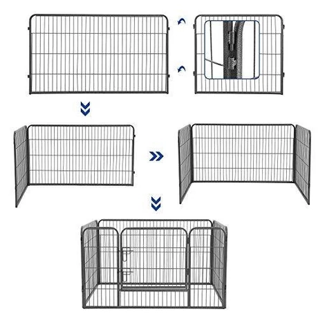 Kutya kennel, kutyaketrec ,4 részes szobakennel, szürke
