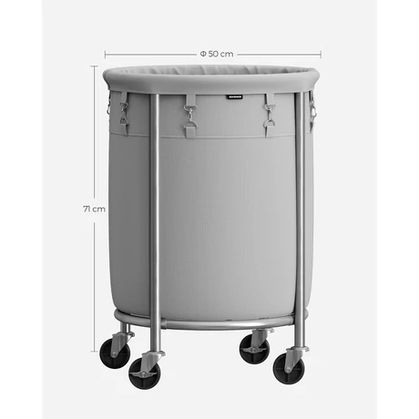 Szennyeskosár kerekekkel, szennyeskosár kerekekkel, 110 liter, szürke