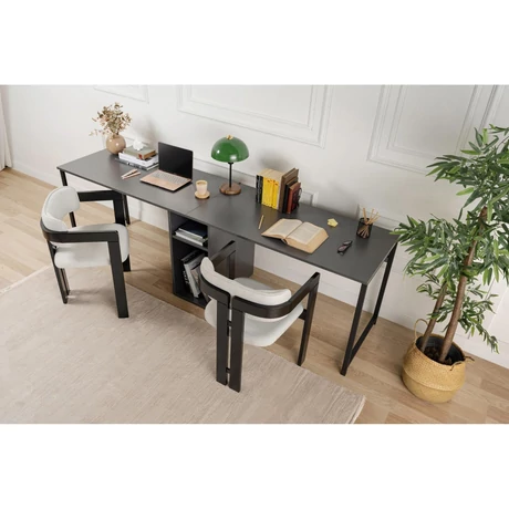 Íróasztal Twin Study Desk - Antracit, Fekete