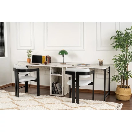 Íróasztal Twin Study Desk - Freesia Marble, Fekete