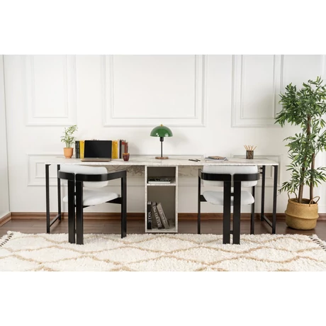 Íróasztal Twin Study Desk - Freesia Marble, Fekete