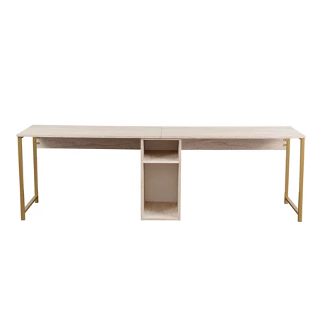 Íróasztal Twin Study Desk - Travertine, Arany