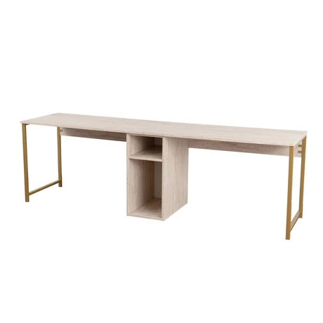 Íróasztal Twin Study Desk - Travertine, Arany