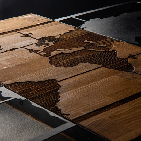 Fa fali dekoráció, World Map Wıth Compass