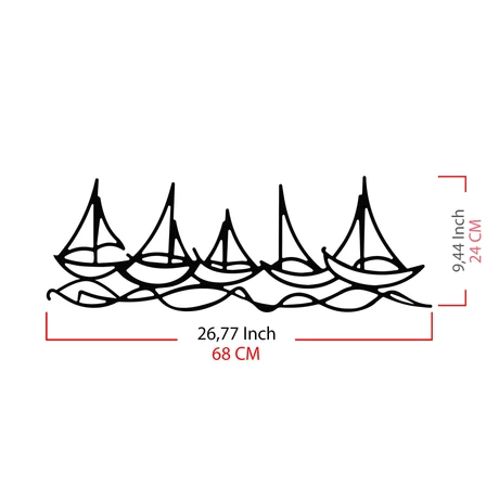 Fém fali dekoráció, Ships In Water