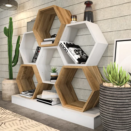 könyvespolc Cicek - White, Oak