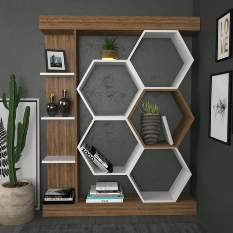 könyvespolc Sueno - White, Walnut