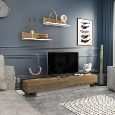 TV szekrény Lusi - White, Oud Oak