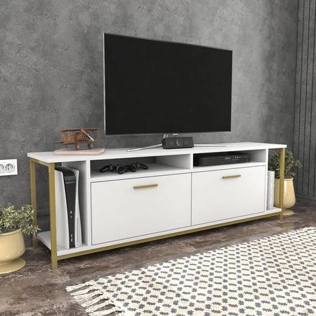 TV szekrény Omar - White, Gold