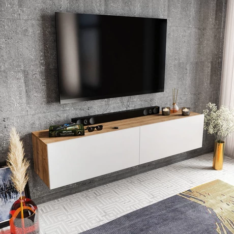 TV szekrény Poling - White, Walnut