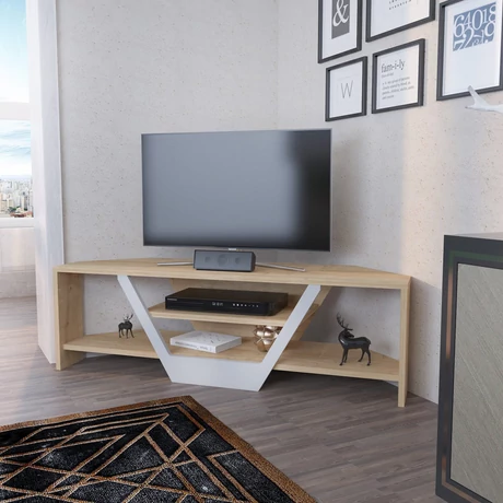 TV szekrény Sares - Oak, White