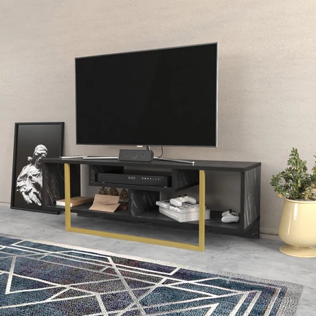 TV szekrény Asal 120 - Black, Gold