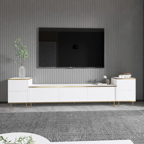 TV szekrény Imaj - White, Gold
