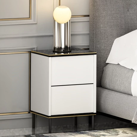Éjjeliszekrény Imaj - White, Marble