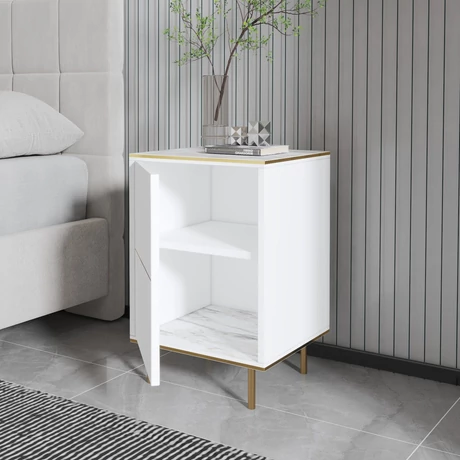 Éjjeliszekrény Imaj - Marble, White