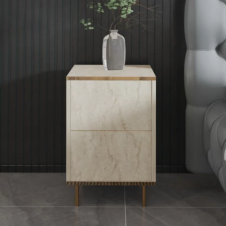 Éjjeliszekrény Imaj - Travertine, Gold